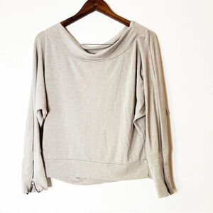 Beige Batwing Slouchy Minimal Sweater Boatneck Relaxed Oversized Size Small
